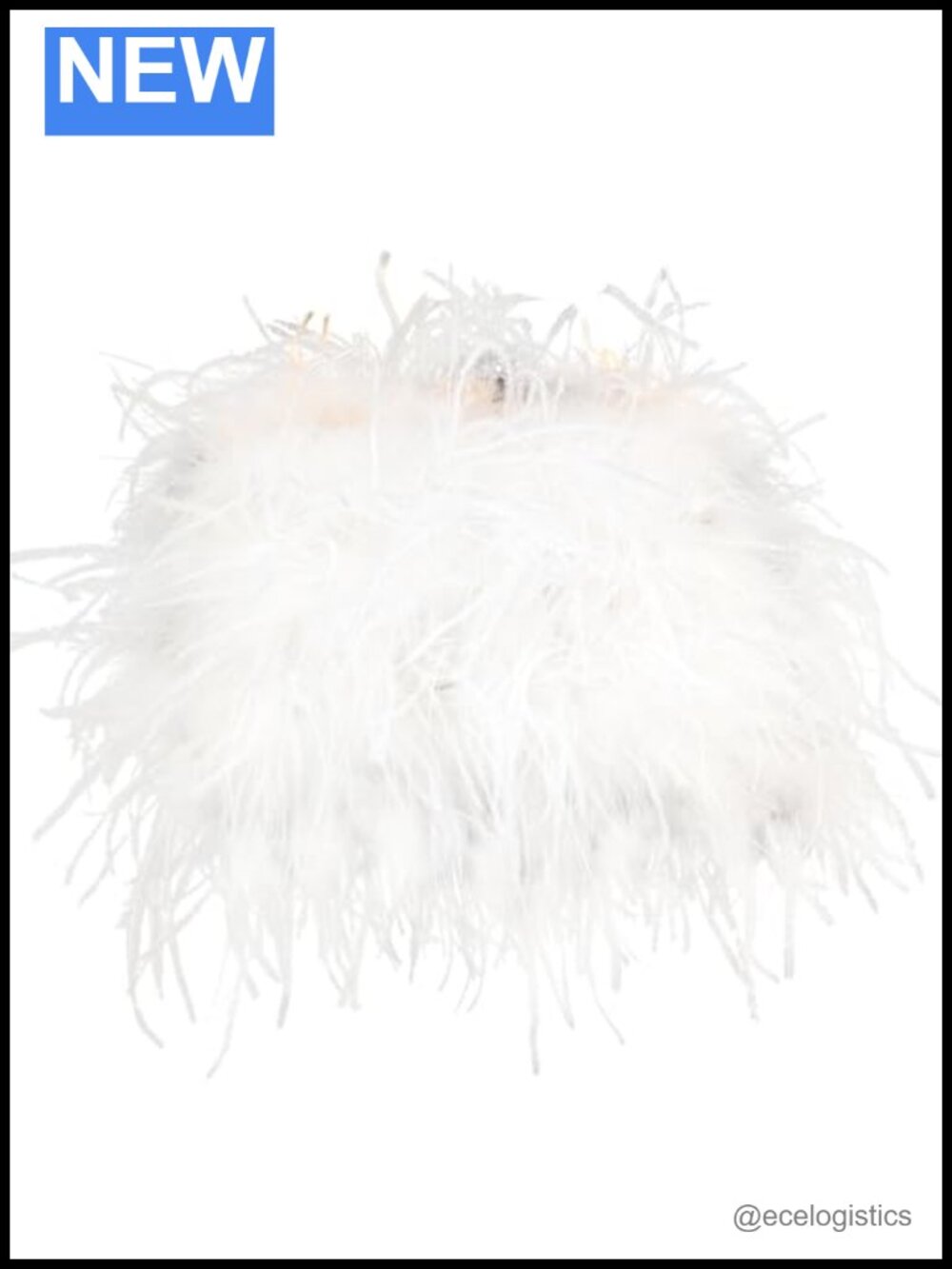 Natural Ostrich Feather Clutch Evening Bag Detachable Chain Party Wedding Purse